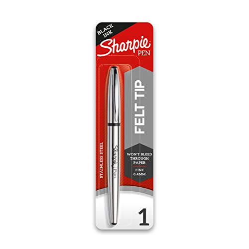 SHARPIE Stainless Steel Grip Pen, Fine Point (0.8mm), Black, 1 Count