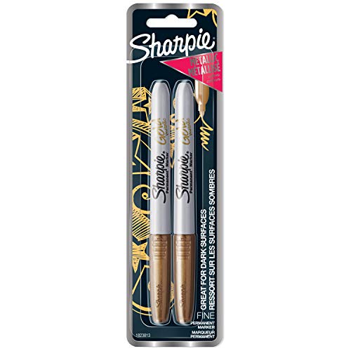 Sharpie Metallic Permanent Markers Fine Point Gold 2 Count