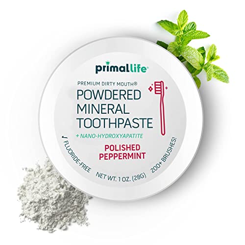 Primal Life Organics - Dirty Mouth Toothpowder, Tooth Cleaning Powder, Flavored Essential Oils with Natural Kaolin & Bentonite Clay, Good for 200+ Brushings, Paleo, Organic, Vegan (Peppermint, 1 oz)