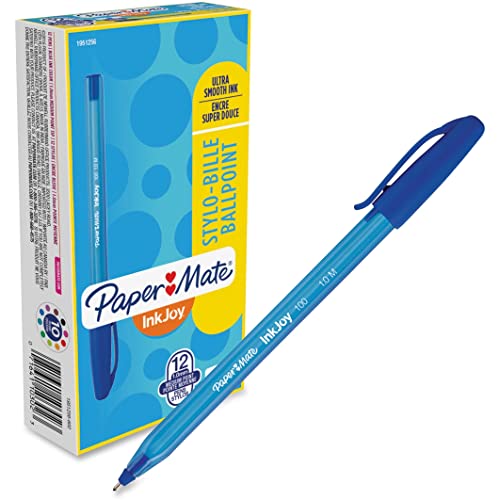 Paper Mate InkJoy 100ST Ballpoint Pens\ (1.0mm) Medium Point\ Blue\ Box of 12 (1951256)