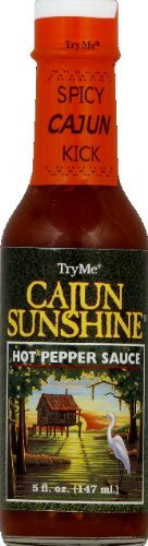 TryMe Cajun Sunshine Hot Pepper Sauce, 5 Ounce Bottles (Pack of 3)