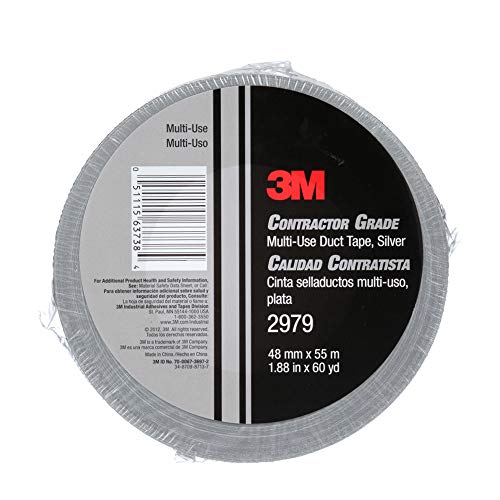 3M 2979 Multi-Use Duct Tape\ Silver\ 1.88 in x 60 yd x 7 mil\ 1 Pack\ Temporary Repair\ Patching\ Tabbing\ Capping Pipe\ Marking\ Labeling