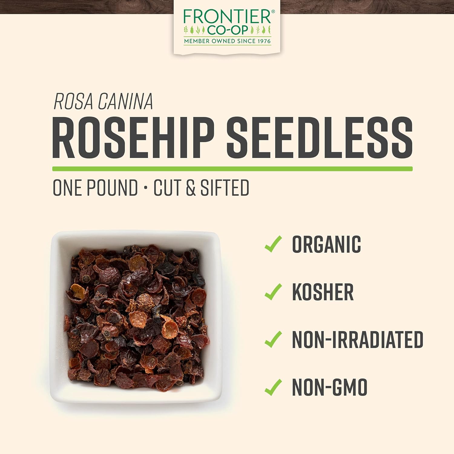Frontier Co-op Organic Cut & Sifted Seedless Rosehips 1lb