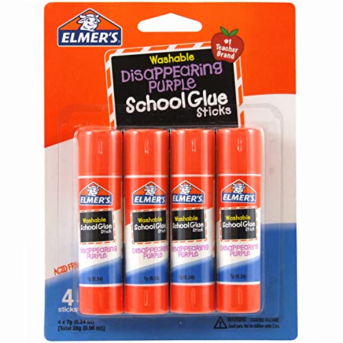 'Elmer''s Disappearing Purple School Glue Sticks\ 0.24 oz Each\ 4 Sticks per Pack (E543)'