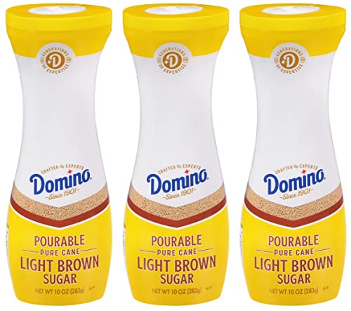 Domino Pourable Pure Cane Light Brown Sugar, 10 oz Flip Top Canister (Pack of 3)