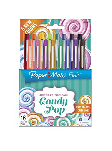 Paper Mate Flair Felt Tip Pens Medium Point Limited Edition Candy Pop Pack 0.7mm Pack of 16 (1979423)