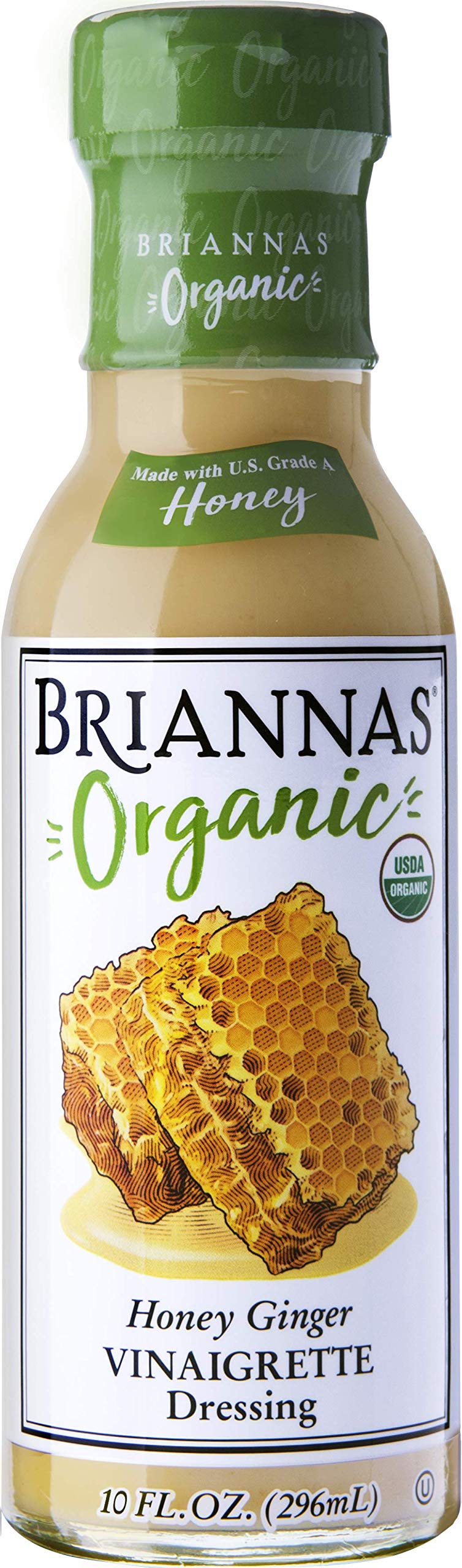 Briannas Organic Honey Ginger Vinaigrette Dressing, 10 FZ