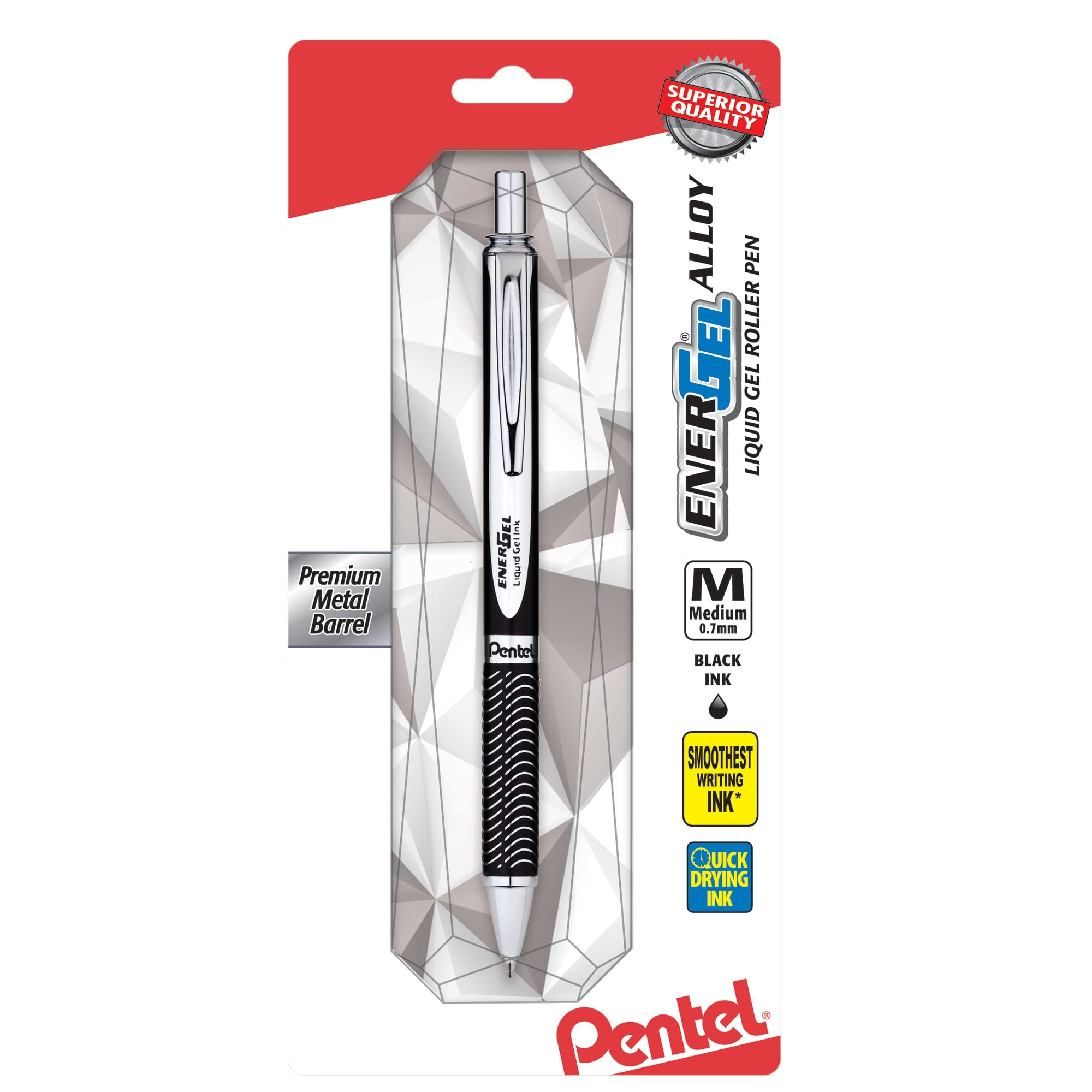 Pentel EnerGel Alloy RT Premium Gel Ink Pen, (0.7mm), Barrel, Black Ink, 1 Pack (BL407ABPA)