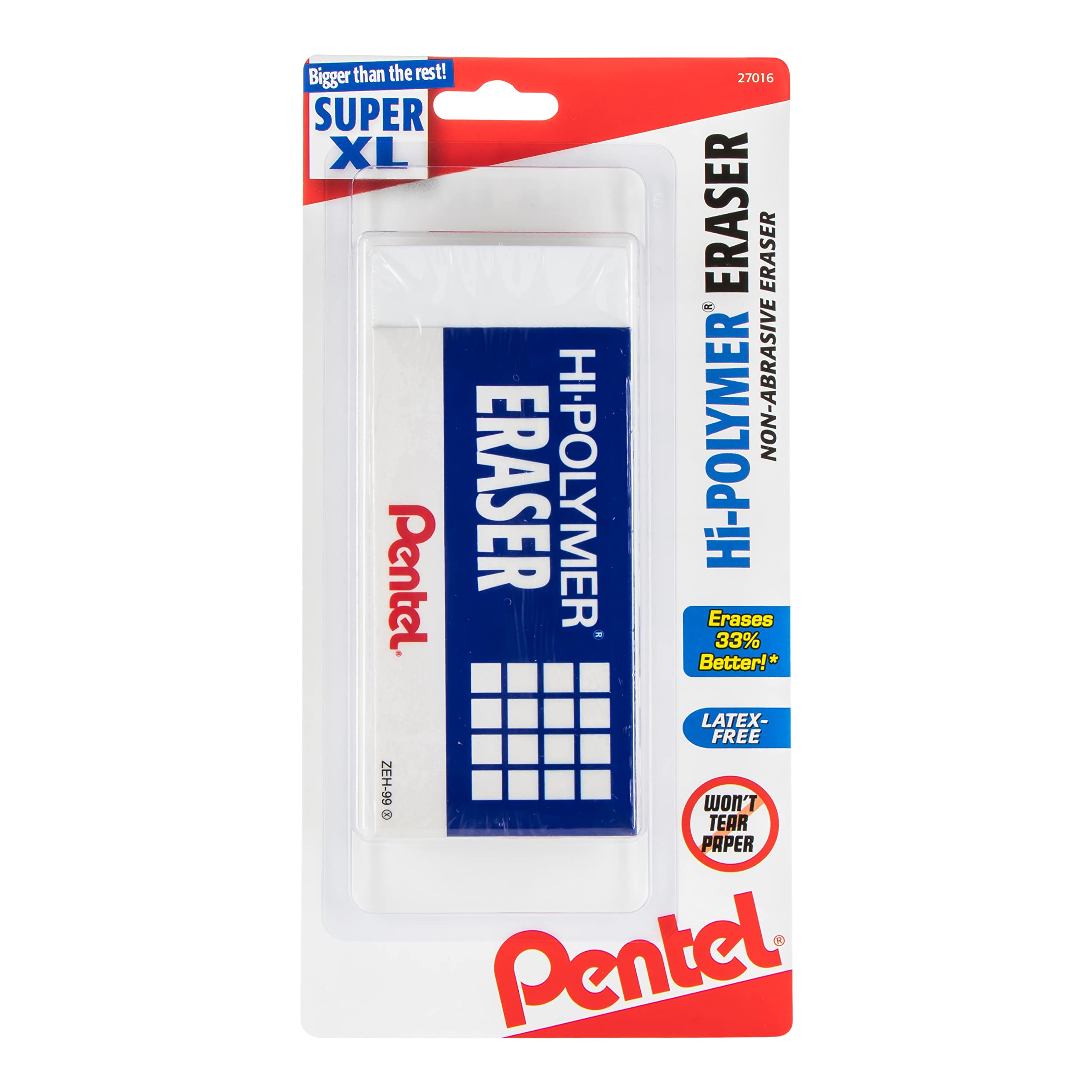 Pentel Hi-Polymer Block Eraser, Super XL White, 1-Pk (ZEH99BP)